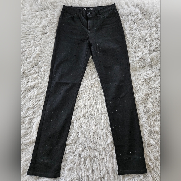 DG2 by Diane Gilman Denim - DG2 by Diane Gilman Black Skinny Jeans with Black Rhinestone Accents Womens 4